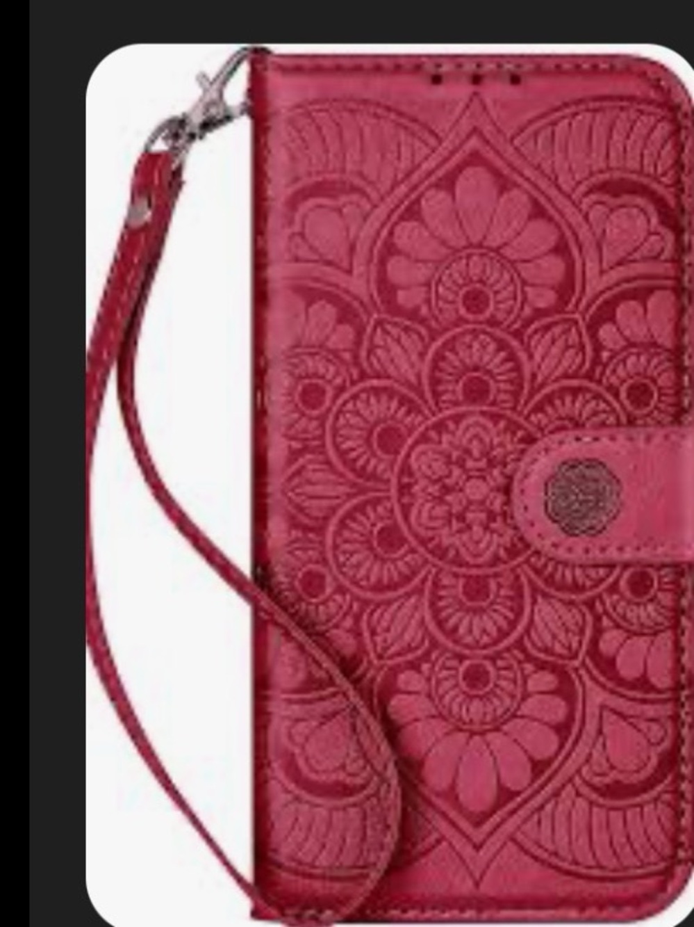 Embossed Floral Wallet case for iPhone 11 5.8”display Raspberry Pink PU leather